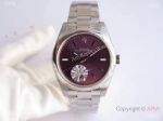 Replica Rolex Oyster Perpetual Red Grape Dial Stainless Steel Swiss 3132 Watch Factory